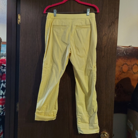 Vintage Retro Chico Pale Yellow Capri Chopped Rolled Cuff Pants, XS, 00 - Picture 6 of 8